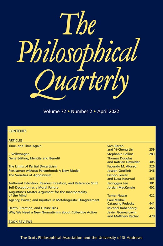 “Why We Need a New Normativism about Collective Action” published in Philosophy Quarterly.